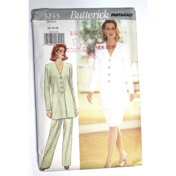 Butterick Other - Final Price! Ends Soon! UNCUT BUTTERICK 3243 sewing pattern pantsuit skirt
